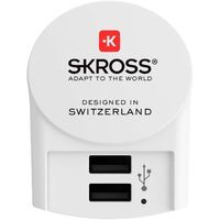 Skross Reise-Adapter Europa USB ohne Schutzkontakt