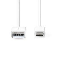 Nedis USB-Kabel / USB 2.0 / USB-A Stecker / USB-C™ Stecker / 15 W / 480 Mbps / Vernickelt / 0.50 m / Rund / PVC / Weiss / Label