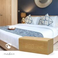 Nedis Digital-Wecker-Radio / LED / USB-C™ Female / FM / Snooze-Funktion / Sleep Timer / Anzahl Alarme: 2 / Holz