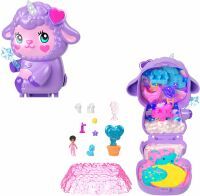 Mattel Polly Pocket Traumland-Schatulle in zauberhafter Lammform mit 1 Minipuppe und Haustier-Einhor