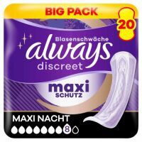Multipack 5x Always Discreet Inkontinenz-Einlagen Maxi Nacht Für Frauen, Saugstärke 8, 20 Stück