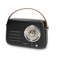 Nedis FM-Radio / Tragbare Ausführung / Bluetooth® / FM / Akkubetrieben / Stromversorgung über USB / Analog / 10 W / Bluetooth® / Schwarz