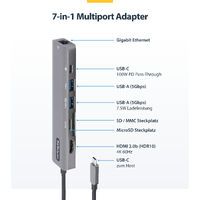 StarTech.com USB C Multiport Adapter - USB-C to 4K 60Hz HDMI 2.0 - 100W Power Delivery Pass-through - SD/MicroSD - 2-Port USB 3.0 Hub - GbE - USB Type-C Mini Dock - 12" Long Attached Cable - Wired - USB 3.2 Gen 1 (3.1 Gen 1) Type-C - 100 W - 2.0b - 10,100
