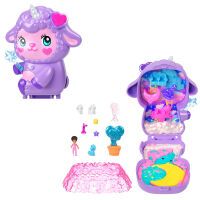 Mattel Polly Pocket Traumland-Schatulle in zauberhafter Lammform mit 1 Minipuppe und Haustier-Einhor