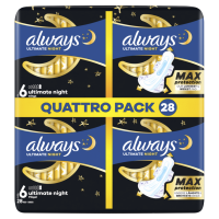 Multipack 3x Always Damenbinden Ultimate Night (Größe 6) Flügel 28 Stück 