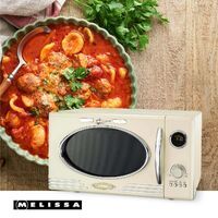 MELISSA Mikrowellenherd mit Grill / 800 W / 23 L Fassungsvermögen / 12 Programme / 5 Leistungsstufen / Auftauen / 60-Minuten-Timer / Creme