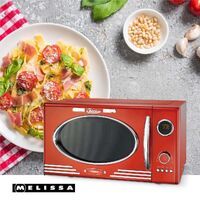 MELISSA Mikrowellenherd mit Grill / 800 W / 23 L Fassungsvermögen / 12 Programme / 5 Leistungsstufen / Auftauen / 60-Minuten-Timer / Metallicrot