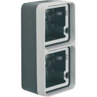 Berker AP-GEHÄUSE 2F SENKR. M. RAHMEN (6719333505 GRAU MATT)