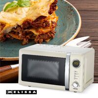 MELISSA Mikrowellenherd / 700 W / 20 L Fassungsvermögen / 12 Programme / 5 Leistungsstufen / Auftauen / 60-Minuten-Timer / Creme