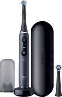 Oral-B iO 8 iO8 Elektrische Zahnbürste/Electric Toothbrush, Magnet-Technologie, 2 Aufsteckbürsten, 6 Putzmodi für Zahnpflege, Farbdisplay & Reiseetui, Designed by Braun, black onyx