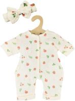 Heless Musselin Puppen-Strampler ''Freche Früchtchen'' mit niedlichem Haarband, 100 % Bio-Baumwolle,