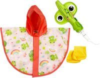 Heless Puppen-Regen-Set ''Froschi Carlo'' mit Regenschirm, Regencape und Stiefelchen, Gr. 35-45 cm