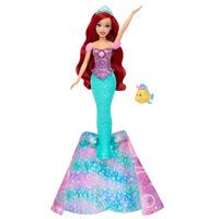Mattel Disney Princess Arielle, von Mensch zu Meerjungfrau verwandelbare Modepuppe mit Fabius und 2 