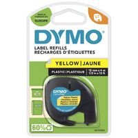Dymo Letratag Band Plastik gelb 12 mm x 4 m Zubehör Beschriftungsgeräte