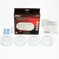 Alecto Rauchmelder mit 10 Jahren Batterie- und Sensorlaufzeit 4er-Pack Weiß