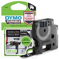 Dymo D1 Vinylband High Perf. 12 mm x 3 m weiß auf schwarz Zubehör Beschriftungsgeräte