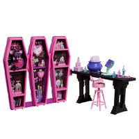 Mattel Monster High Draculaura Secret Potion Room Puppen-Spielset mit mehr als 12 Accessoires und üb
