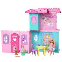 Mattel Barbie Chelsea Pop-up-Puppenhaus mit Puppe und über 15 Accessoires, Haus erweitert sich auf ü