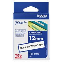 Schriftband Brother 12mmx4m weiß/schwarz TZe-231S (TZE231S2)