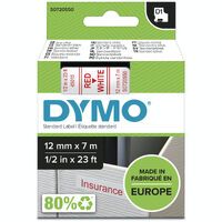 Dymo D1 Schriftband 12 mm x 7 m rot auf weiß 45015 - Labels