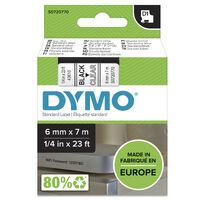 Dymo D1 Schriftband 6 mm x 7 m schwarz auf transparent    43610 Zubehör Beschriftungsgeräte
