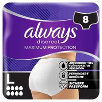 Multipack 8x Always Discreet Maxi Schutz Höschen Größe L 8 Tröpfchen 8 Stück