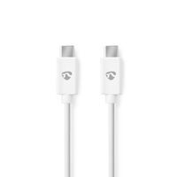 Nedis USB-Kabel / USB 2.0 / USB-C™ Stecker / USB-C™ Stecker / 60 W / 480 Mbps / Vernickelt / 3.00 m / Rund / PVC / Weiss / Box