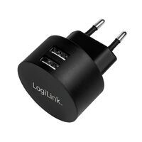 LogiLink USB socket adapter - 2x USB-port for Fast Charging - 10.5W - Indoor - AC - 5 V - Black