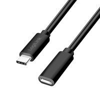 Logilink USB 2.0 Typ-C Kabel C/M > USB-C/F, PD, schwarz 1m (CU0210)
