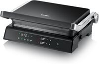 SEVERIN SEVINI Comfort für Fleisch, Fisch, Gemüse, digitaler Sandwich-Maker für fettfreies Grillen mit 5 Auto-Programmen, keramikbeschichtet, Indoor-Grill bis 230 Grad Hitze, 1.800 W, schwarz, KG 2399