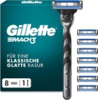 Gillette Mach3 Rasierer Herren — Inkl.1 Nassrasierer und 8 Rasierklingen mit 3-Fach Klinge, Geschenk für Männer — Schwarz