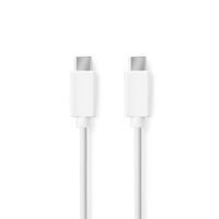 Nedis USB-Kabel / USB 2.0 / USB-C™ Stecker / USB-C™ Stecker / 60 W / 480 Mbps / Vernickelt / 2.00 m / Rund / PVC / Weiss / Label