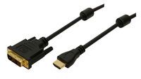 LogiLink HDMI>DVI-D 3m - 3 m - HDMI - DVI-D - Gold - Black - Male/Female