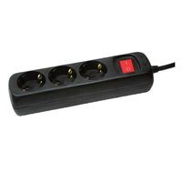 LogiLink LPS206B - 1.4 m - 3 AC outlet(s) - Type F - IP20 - Black - 250 V