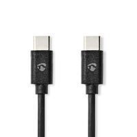 Nedis USB-Kabel / USB 2.0 / USB-C™ Stecker / USB-C™ Stecker / 60 W / 480 Mbps / Vernickelt / 3.00 m / Rund / PVC / Schwarz / Box