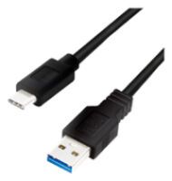 Logilink USB-C Kabel 3.2 Gen1, C/M zu USB-A/M, schwarz 1,5 m (CU0169)