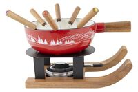 VAN WELL Fondueset Aspen Ski Gusseisen m.6 Gabeln