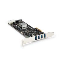 STARTECH.COM PEXUSB3S44V 4 Port Quad Bus PCIe USB 3.0 Adapter Card w/ LP4+SATA Power (PEXUSB3S44V)