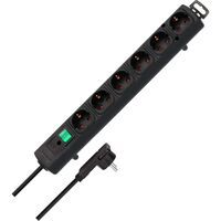 Brennenstuhl Comfort-Line Plus, Steckdosenleiste 6-fach (mit Flachstecker, Schalter, 2.00m Kabel und extra breite Abstände der Steckdosen) schwarz TYPE F