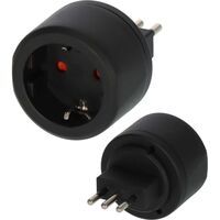 Brennenstuhl Reisestecker / Reiseadapter (Reise-Steckdosenadapter für: Italien Steckdose und Euro Stecker) schwarz