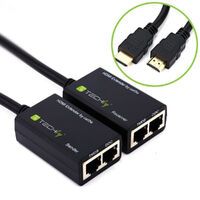 TECHLY HDMI Extender mit eingebautem Kabel 30m Lieferumfang HDMI Sender und HDMI Empfaenger (IDATA-E