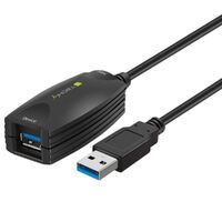 TECHLY USB 3.0 aktive Verlaengerung 5 Meter schwarz erweitert und verstaerkt das Signal (ICUR3050)