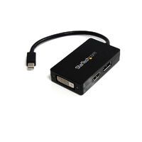StarTech.com Travel A/V adapter: 3-in-1 Mini DisplayPort to DisplayPort DVI or HDMI converter - 0.15 m - 1 x Mini-DisplayPort - 1 x DisplayPort - 1 x DVI-D - 1 x HDMI - Male - Female - Straight