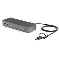 StarTech.com USB-C & USB-A Dock - Hybrid Universal Laptop Docking Station with 100W Power Delivery - Dual Monitor 4K 60Hz HDMI & DisplayPort - 4x USB 3.1 Gen 1 Hub - GbE - Windows & Mac - Wired - USB 3.2 Gen 1 (3.1 Gen 1) Type-C - 3.5 mm - IEEE 802.3,IEEE