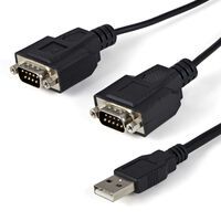 StarTech.com 2 Port FTDI USB to Serial RS232 Adapter Cable with COM Retention - Black - 2.1 m - USB 2.0 A - DB9 - Male - Male