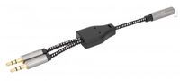 MANHATTAN Headset-Adapterkabel Aux Y-Audiosplitter Buchse auf 2x Stecker teilt einzelnen Headsetstec