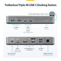 STARTECH.COM USB-C Dockingstation Dreifach 4K 60Hz MST Dock DisplayPort und HDMI 100W Power Delivery