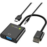 TECHLY HDMI auf VGA Konverter mit Audio und Micro USB HDMI Stecker auf VGA Buchse schwarz im hochwer