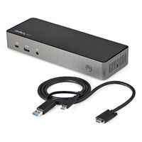 STARTECH.COM USB-C & USB-A Dock - Hybrid Triple Monitor Laptop Docking Station DisplayPort & HDMI 4K
