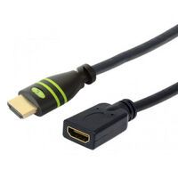 TECHLY HDMI High Speed Verlaengerungskabel 1m schwarz mit Ethernet 4K 30Hz 19pol.HDMI Stecker auf 19